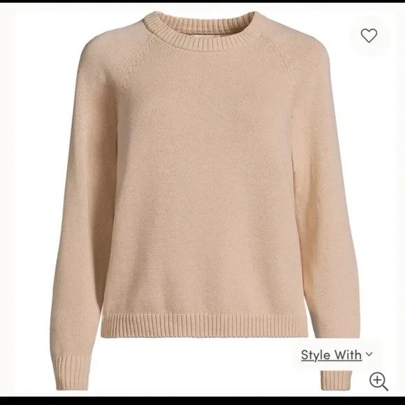 Lands’ End Women's Drifter Raglan Crew Sweater 100% Cotton Size Medium - Picture 5 of 12